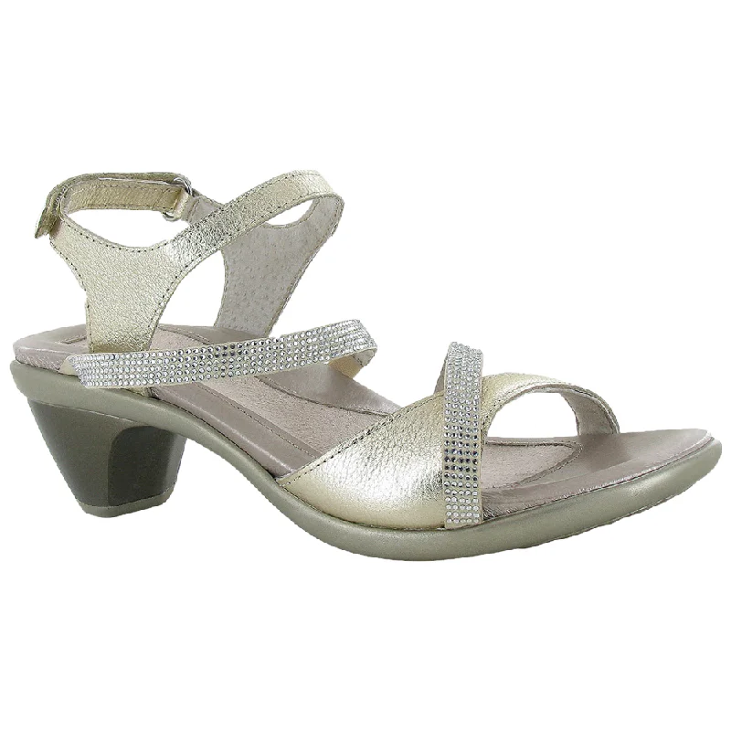 Women's Flat Slide Sandals with a Memory Foam Insole in White for All - Day Comfort Women's Flat Slide Sandals with a Memory Foam Insole in White for All - Day Comfort Waterproof Women's Rubber Beach Sandals with Arch Support in Blue for Water ActivitiesNaot Innovate Gold Rhinestones Sandal (Women's)