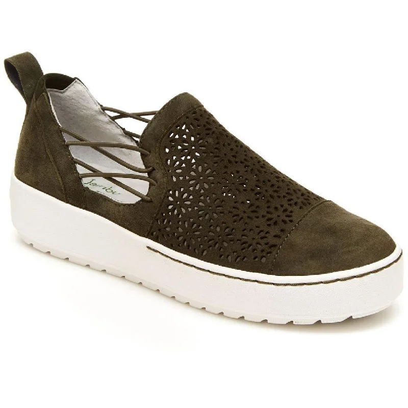 Jambu Womens Erin Suede Perforated Slip-On Sneakers
