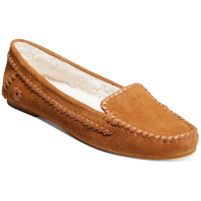 Jack Rogers Womens Millie Faux Fur Suede Moccasin Slippers