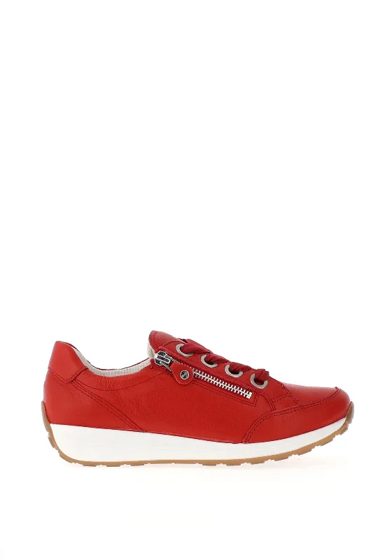 Ara Leather Side Zip Trainers, Red