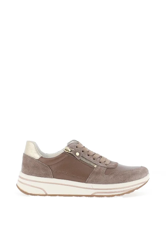 Ara Leather Side Zip Trainers, Greige