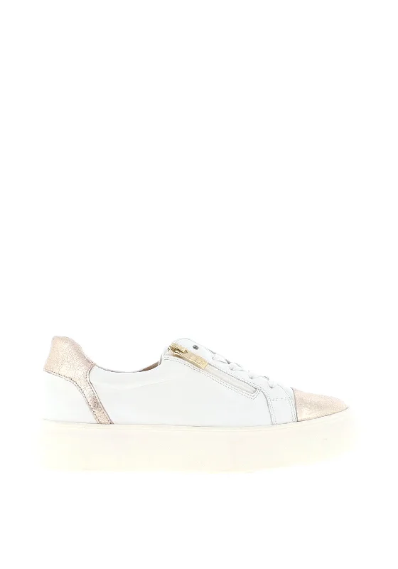 Caprice Leather Metallic Trim Trainers, White