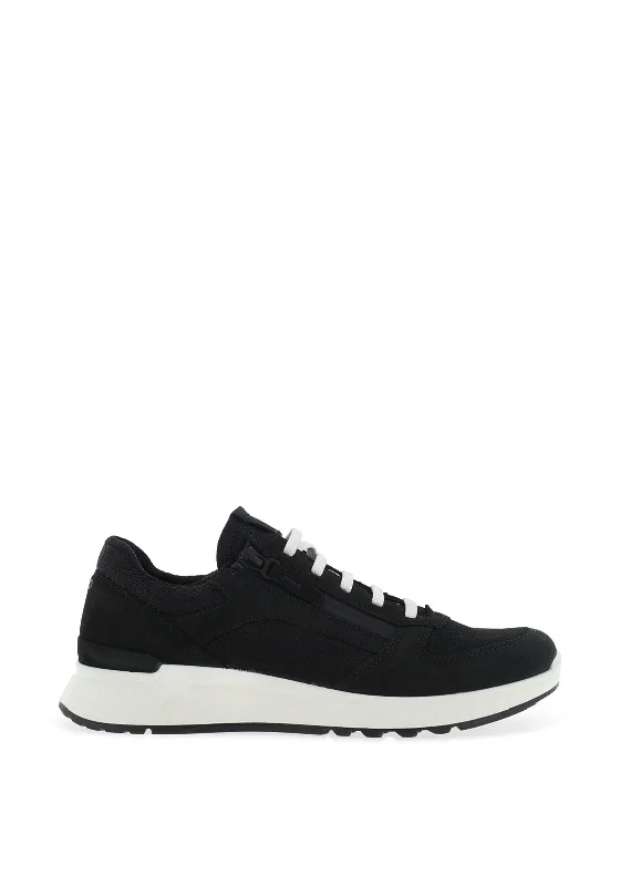 Ecco Womens Exostride Leather Trainers, Black