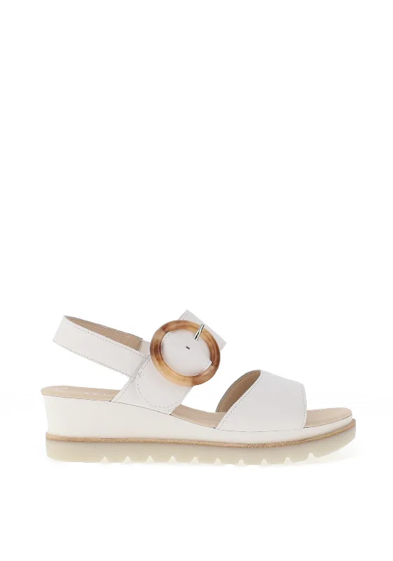 Gabor Leather Colour Block Wedge Sandals, White