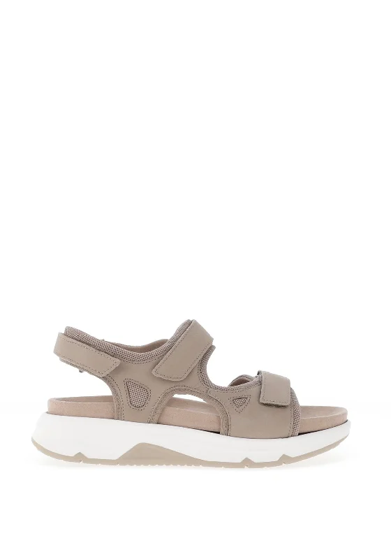 Gabor Rolling Soft Nubuck Leather Velcro Walking Sandals, Linen