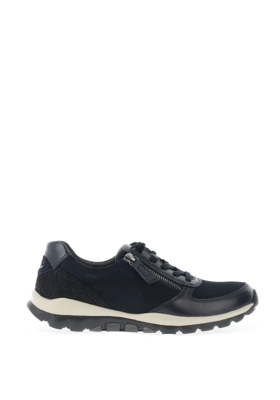 Gabor Rolling Soft Suede Leather Trainers, Navy