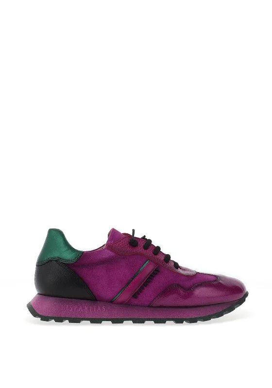 Hispanitas Loria Leather Colour Block Trainers, Magenta