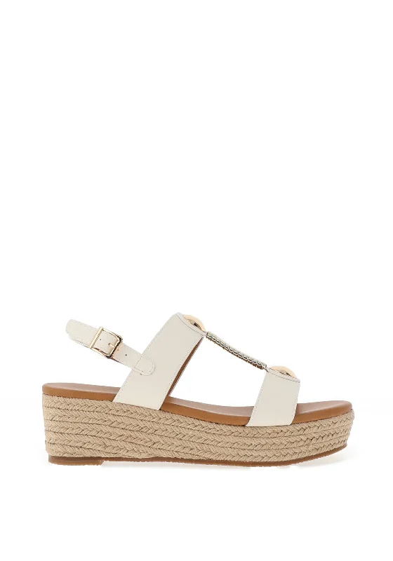 Lunar Ravena Woven Platform Sandals, White