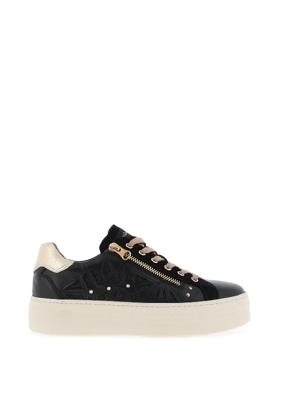 Nero Giardini Leather Shimmer Laser Trainers, Black