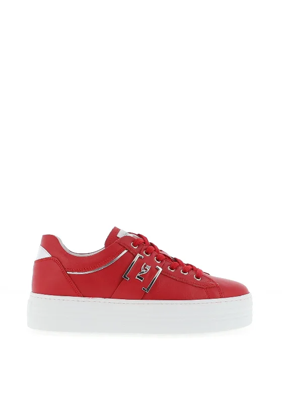 Nero Giardini Leather Silver Trim Trainers, Red