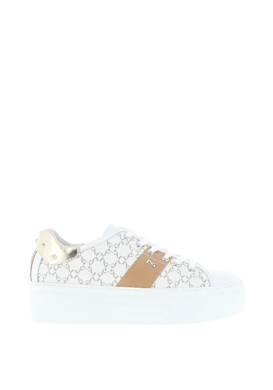 Nero Giardini Leather Logo Platform Trainers, White