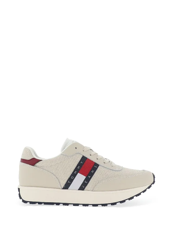 Tommy Jeans Womens Retro Flag Trainers, Stone