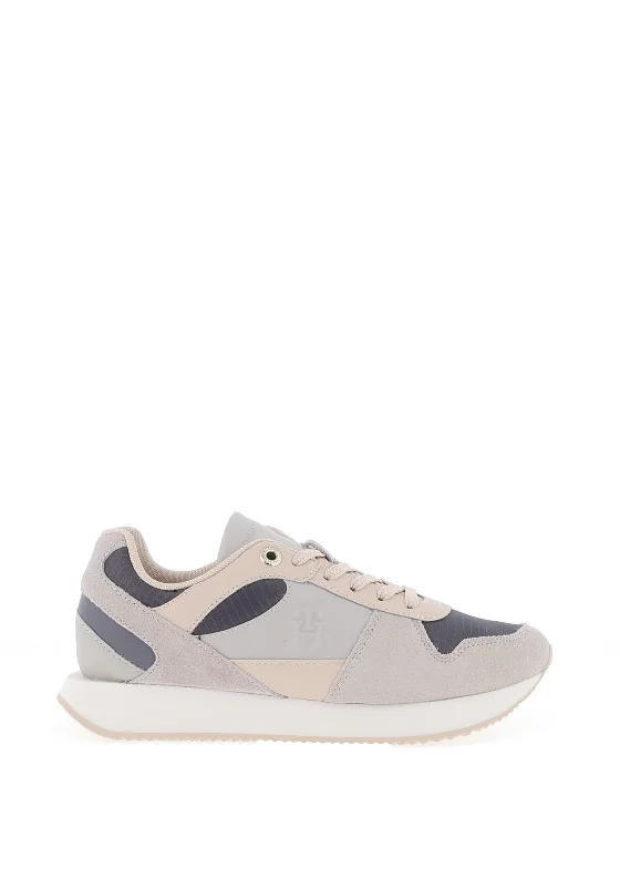 Tommy Hilfiger Womens Leather Essential Trainer, Fossil Grey