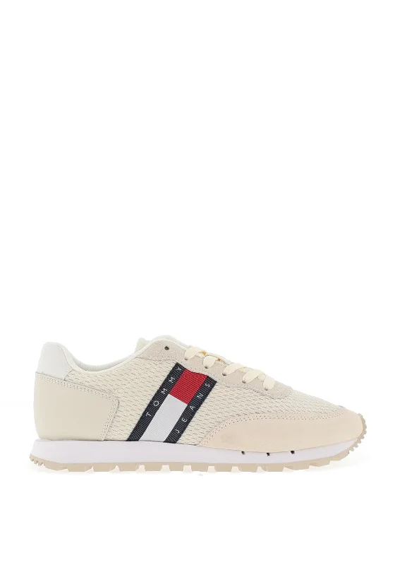 Tommy Jeans Womens Mixed Panel Retro Trainers, Cream