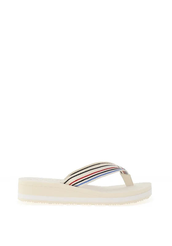 Tommy Hilfiger Womens Wedge Stripes Beach Flip Flop Sandals, Calico