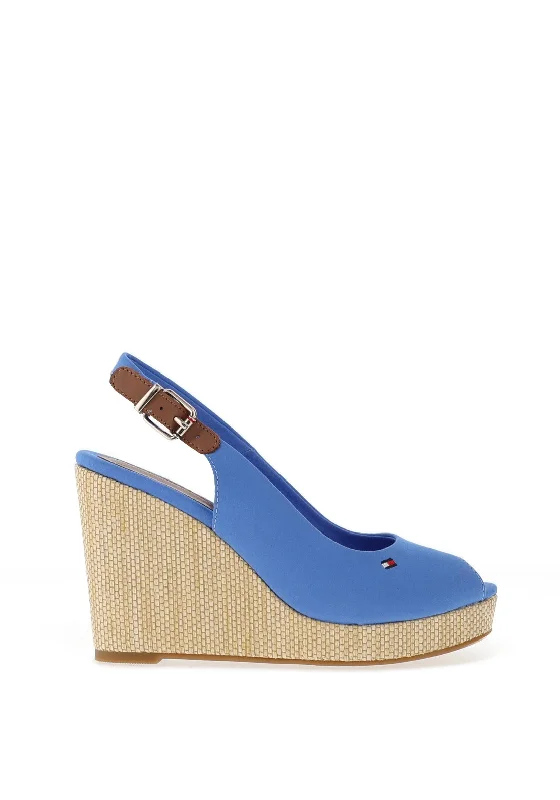 Tommy Hilfiger Womens Iconic Sling Back High Wedge Sandals, Blue Spell