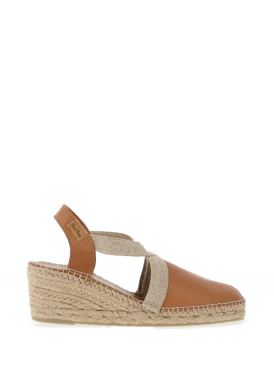 Toni Pons Tossa Leather Espadrille Low Wedge Sandals, Tan