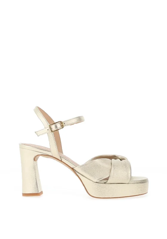 Unisa Onoa Leather Twist Strap Platform Heeled Sandals, Gold