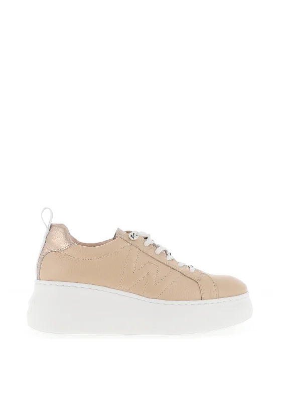 Wonders Fly Leather Platform Trainers, Beige