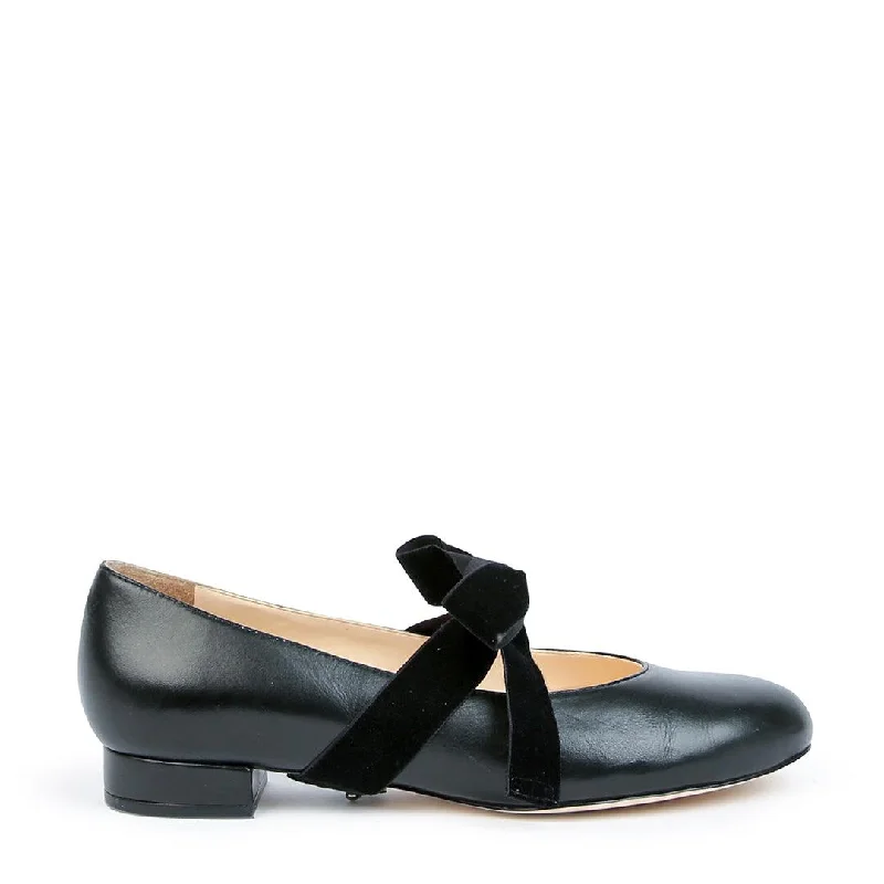 Black Ballet Flat + Black Velvet Marie Strap