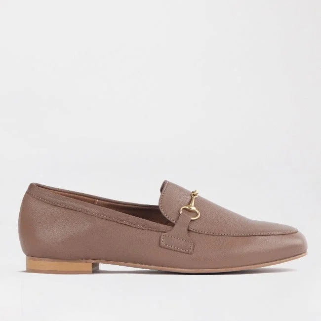 Loafer with Gold Trim in Stone - 12451