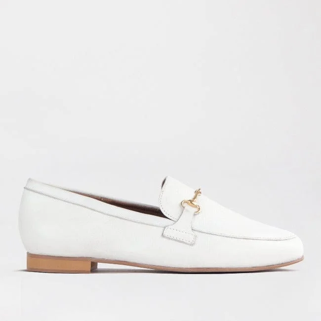 Loafer with Gold Trim in White - 12451