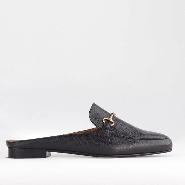 Mule with Gold Trim in Black - 12450