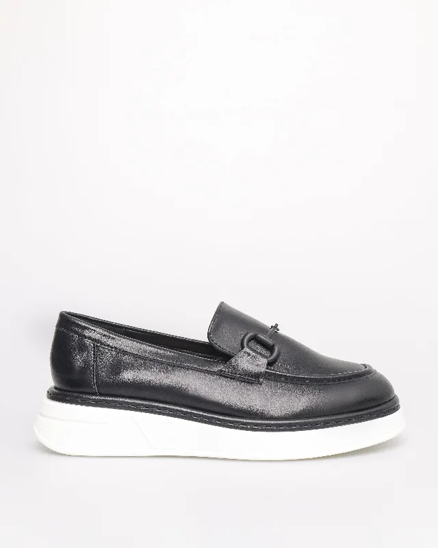 Tomaz NN405 Ladies D-Buckle Loafers (Black)