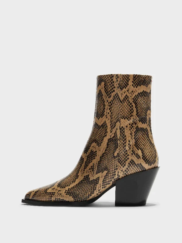 Kara Leather Cowboy Ankle Boots