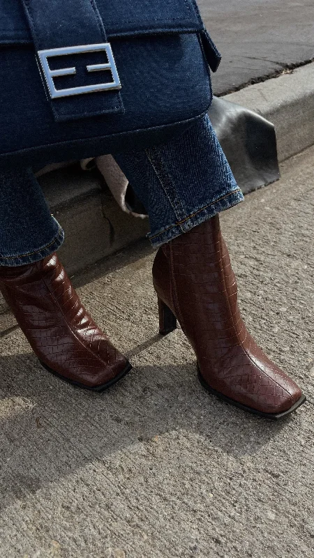 Laylah Ankle Boots - Brown Croc