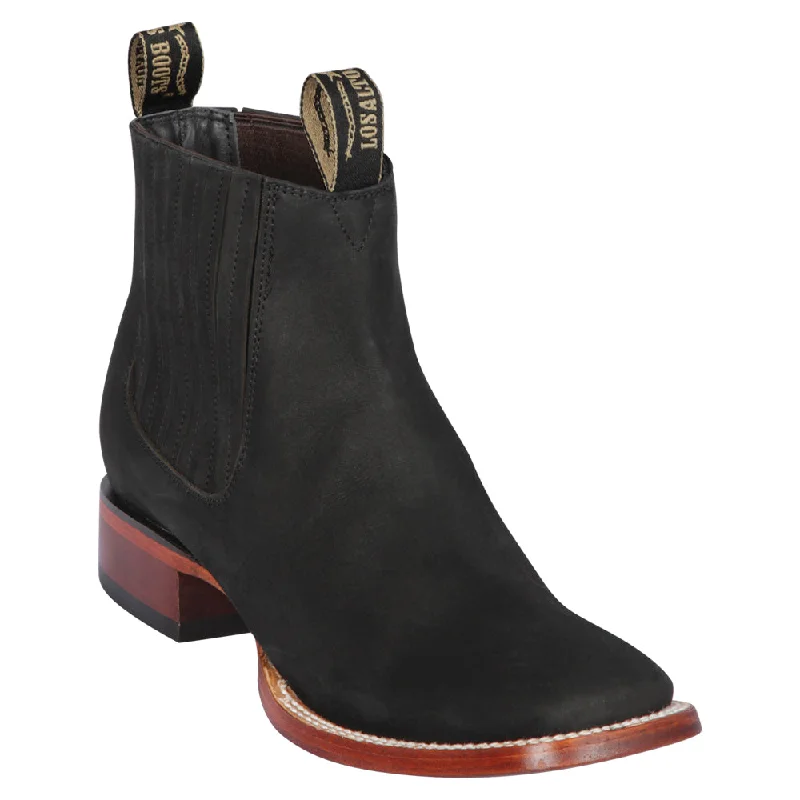 Los Altos Boots Nobuck Black Square Toe Botines Handcrafted