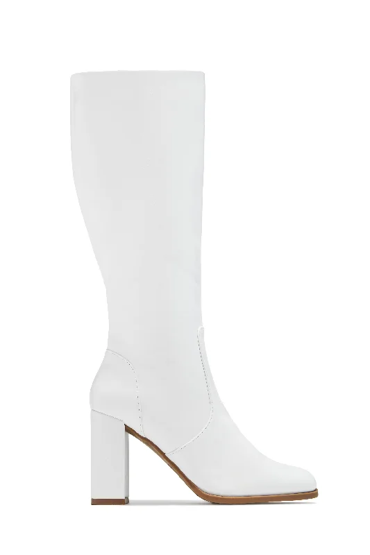 Paula Block Heel Boots - White