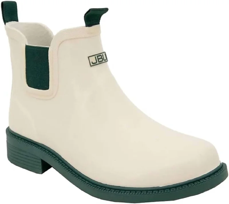 Women's Chelsea Floral Rain Boots In Cream Hunter Green