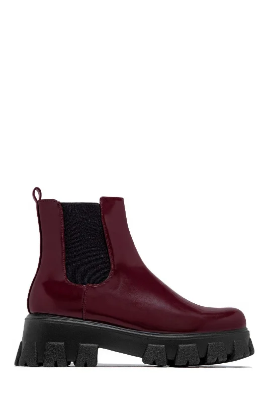 Zuzanna Combat Boots - Burgundy